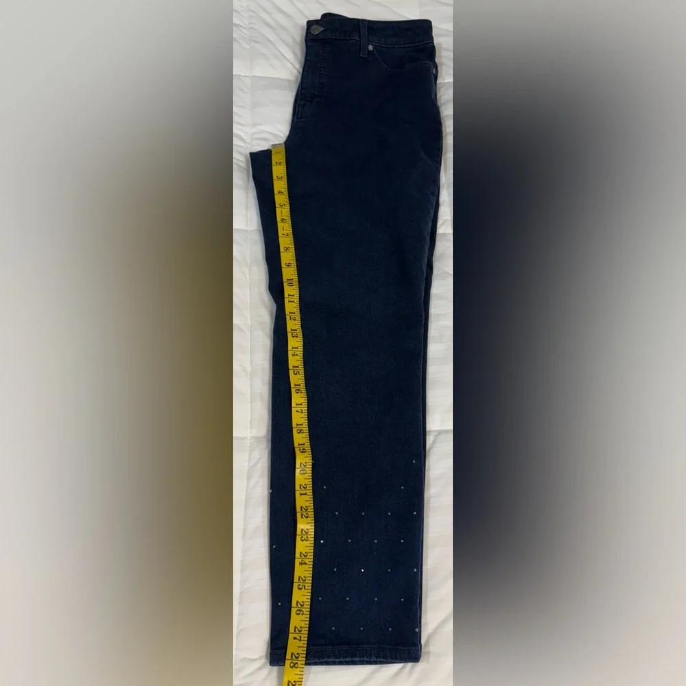 Talbots Women's Blue Jeans with Crystal Embellishment on Lower Legs of Jeans